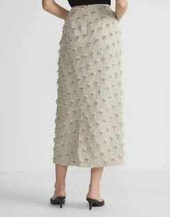 Hot Lafayette 148 New York Fringed Dot Jacquard Pencil Skirt Plaster Iridescent