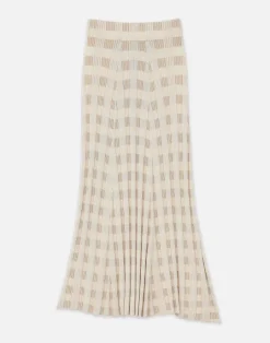Lafayette 148 New York Gingham Responsible Matte Crepe Knit Asymmetric Skirt Dune Multi
