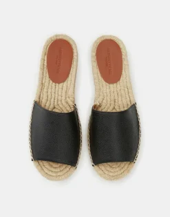 Hot Lafayette 148 New York Grained Calfskin Leather Espadrille Slide Black