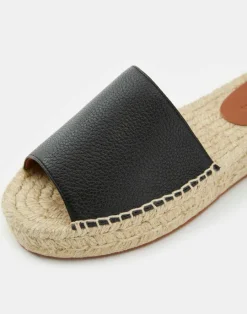 Hot Lafayette 148 New York Grained Calfskin Leather Espadrille Slide Black