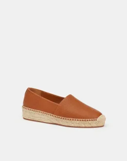 Lafayette 148 New York Grained Calfskin Leather Slip-On Espadrille Copper