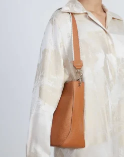 Lafayette 148 New York Grained Calfskin Leather 8 Knot Hobo—Small Cadet Khaki