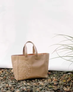 Clearance Lafayette 148 New York Grained Calfskin Leather Postmark L Tote Cadet Khaki