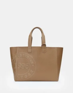 Clearance Lafayette 148 New York Grained Calfskin Leather Postmark L Tote Cadet Khaki