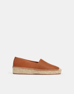 Clearance Lafayette 148 New York Grained Calfskin Leather Slip-On Espadrille Copper