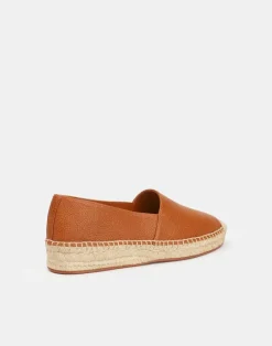 Clearance Lafayette 148 New York Grained Calfskin Leather Slip-On Espadrille Copper