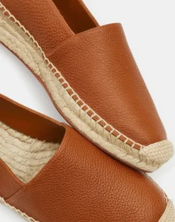 Clearance Lafayette 148 New York Grained Calfskin Leather Slip-On Espadrille Copper