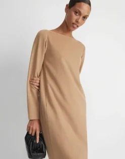 Best Lafayette 148 New York Hair Bateau Neck Dress Camel