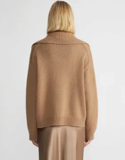 Clearance Lafayette 148 New York Hair Chainette Collared Sweater Camel