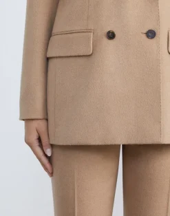 Online Lafayette 148 New York Hair Double-Breasted Trinity Blazer Camel