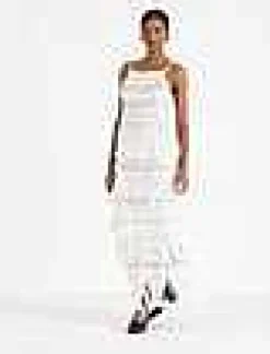 Clearance Lafayette 148 New York Hand Macram Organic Cotton Tank White Multi