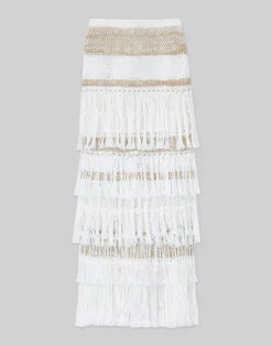 Sale Lafayette 148 New York Hand Macram Organic Cotton Skirt White Multi
