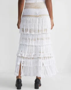 Sale Lafayette 148 New York Hand Macram Organic Cotton Skirt White Multi