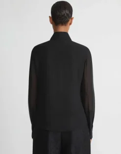 Sale Lafayette 148 New York Hand-Beaded Silk Georgette Pintuck Blouse Black