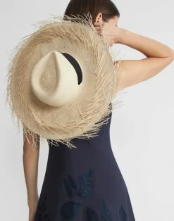 Hot Lafayette 148 New York Handwoven Straw Fringed Hat Black