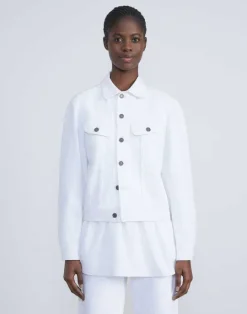 New Lafayette 148 New York L148 Denim Jacket White