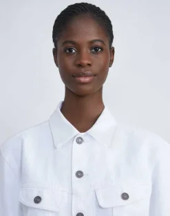 New Lafayette 148 New York L148 Denim Jacket White