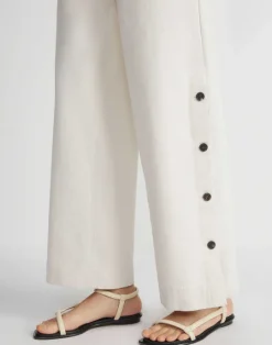 Online Lafayette 148 New York L148 Denim Wyckoff Button Wide Leg Jean Washed Ecru