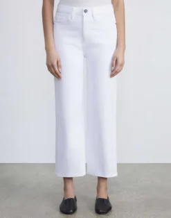 New Lafayette 148 New York L148 Denim Wyckoff Wide-Leg Cropped Jean Washed Plaster