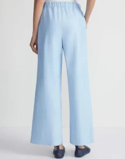 New Lafayette 148 New York Lambskin Leather Riverside Pant Ice Water