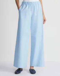 New Lafayette 148 New York Lambskin Leather Riverside Pant Ice Water