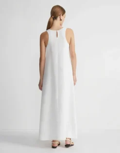 Lafayette 148 New York Linen A-Line Maxi Dress White