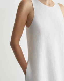 Lafayette 148 New York Linen A-Line Maxi Dress White