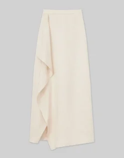 Sale Lafayette 148 New York Linen Drape Front Skirt Pebble