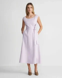 Best Lafayette 148 New York Linen Fit & Flare Midi Dress Dried Blossom