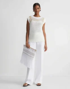 Hot Lafayette 148 New York Linen Hand Crochet Sullivan Pant White