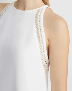 Discount Lafayette 148 New York Linen Hand Crochet Swing Dress White
