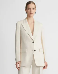 Lafayette 148 New York Linen Peak Lapel Blazer Pebble