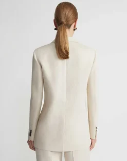 Lafayette 148 New York Linen Peak Lapel Blazer Pebble