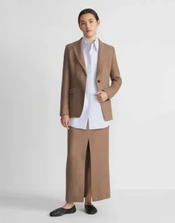 Hot Lafayette 148 New York Linen Single Button Cutaway Blazer Deep Acorn