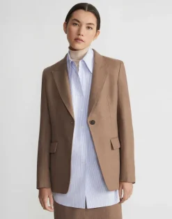 Hot Lafayette 148 New York Linen Single Button Cutaway Blazer Deep Acorn