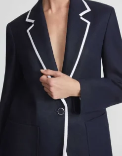 Best Lafayette 148 New York Linen Tipped Blazer Ink