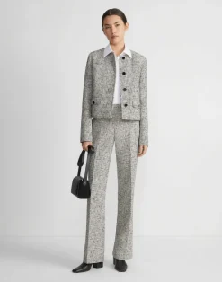 Hot Lafayette 148 New York Linen-Cotton Boucl Tweed Gates Pant Black Multi