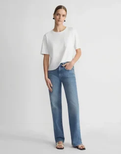 Outlet Lafayette 148 New York Linen-Cotton Jersey Pocket T-Shirt White