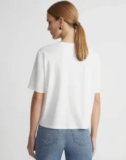 Outlet Lafayette 148 New York Linen-Cotton Jersey Pocket T-Shirt White