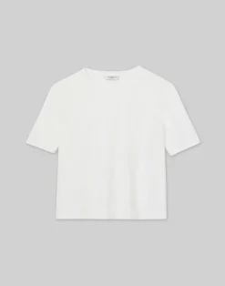 Outlet Lafayette 148 New York Linen-Cotton Jersey Pocket T-Shirt White
