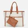 New Lafayette 148 New York Linen-Hemp Garden L Tote Pebble Multi