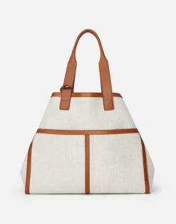 New Lafayette 148 New York Linen-Hemp Garden L Tote Pebble Multi