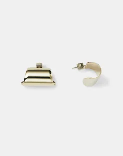 Clearance Lafayette 148 New York Lune Brass Hoop Earrings Pale Gold