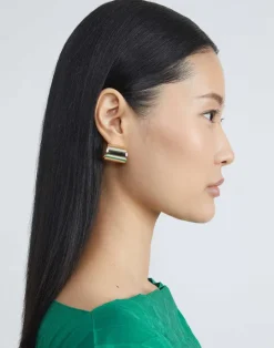 Clearance Lafayette 148 New York Lune Brass Hoop Earrings Pale Gold