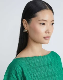 Clearance Lafayette 148 New York Lune Brass Hoop Earrings Pale Gold