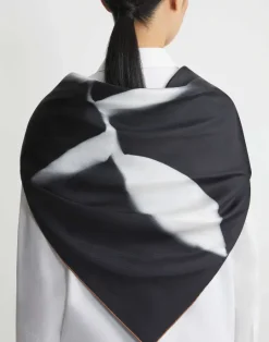 New Lafayette 148 New York Martha Madigan X L148 Print Silk Twill Scarf Black Multi