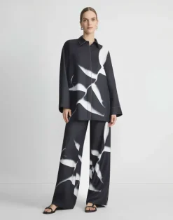 Discount Lafayette 148 New York Martha Madigan X L148 Print Silk Twill Riverside Pant Black Multi