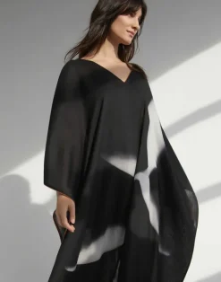 Hot Lafayette 148 New York Martha Madigan X L148 Print Sustainable Voile Kaftan Black Multi