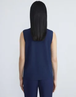 Online Lafayette 148 New York Matte Crepe Sleeveless Turtleneck Sweater Black