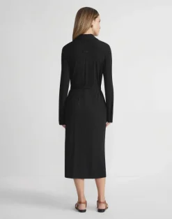 Online Lafayette 148 New York Matte Jersey Belted Shirtdress Black
